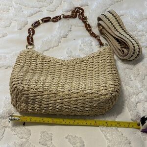 Woven Tan Shoulder Bag